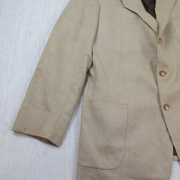 Brooks Brothers 346 Blazer Jacket Mens Beige Houndstooth Wool Single Breasted - Picture 4 of 13